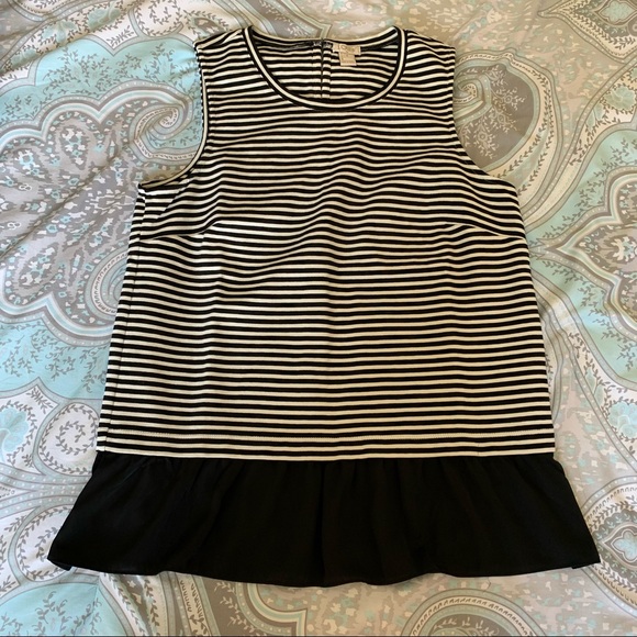 Navy and white striped J. Crew top - Picture 1 of 4